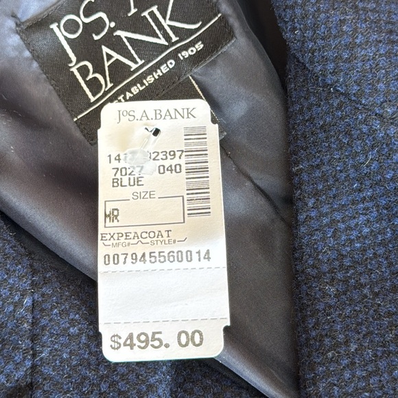 Jos A Bank Mens 61% Wool 20% polyester 19% nylon Winter. Lining 100% polyester. - Picture 8 of 15